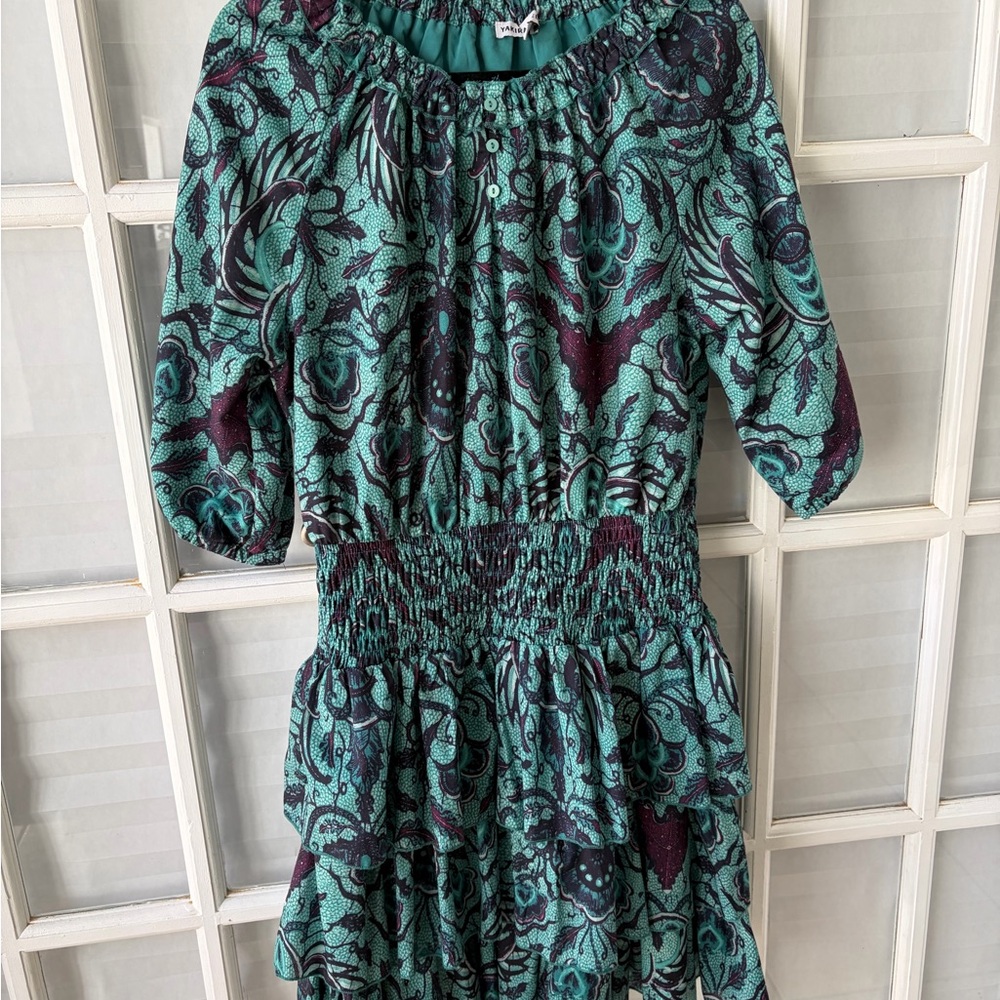 Floral Teal and Purple Midi Dress